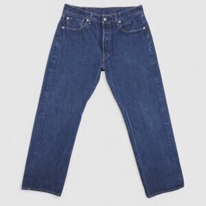 Levis 501 Jeans Mens 35x32 Blue Dark Wash Straight Leg Button Fly Retro Classic